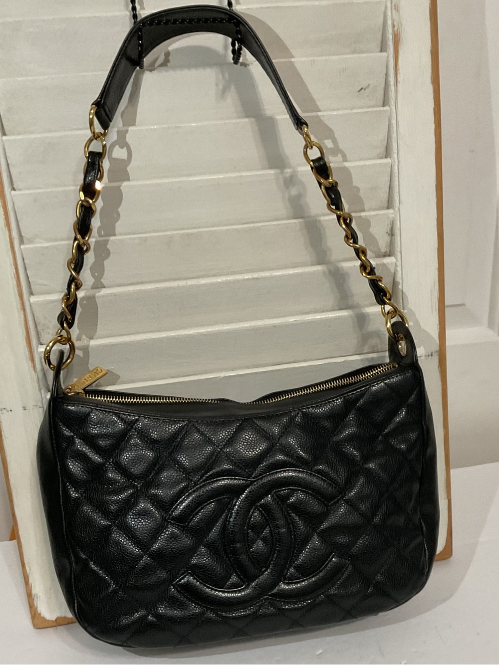 CHANEL Caviar Quilted CC Hobo Vintage